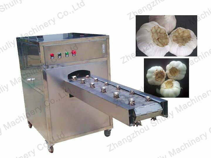 Double belts garlic root concave cutting machine