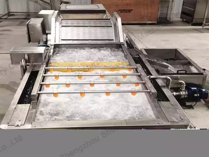 Garlic washing machine at work